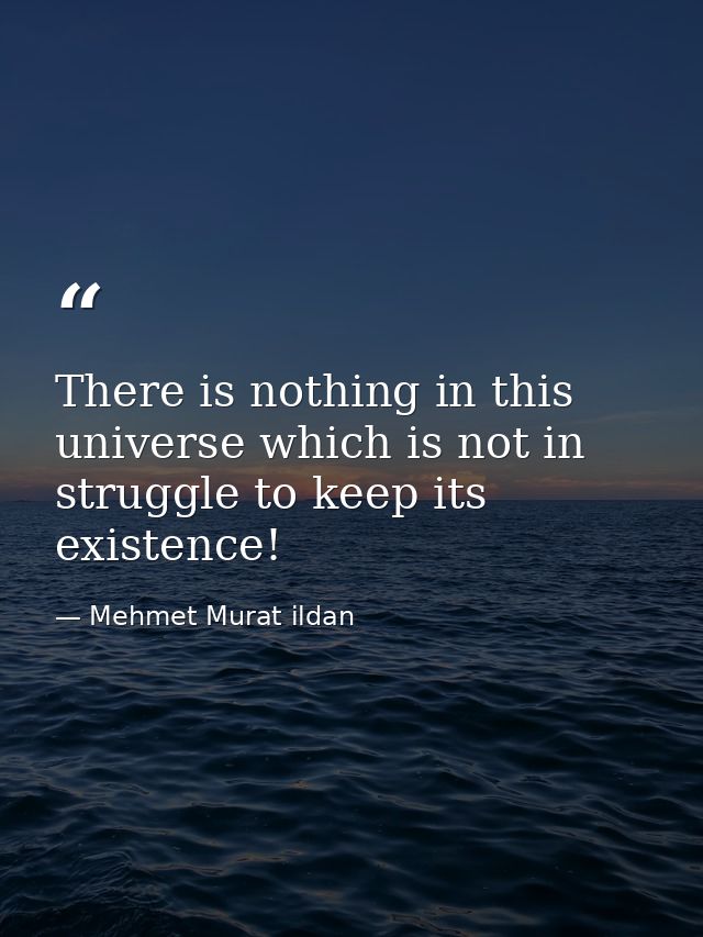 There is nothing in this universe which is not in struggle to keep its existence! — Mehmet Murat ildan