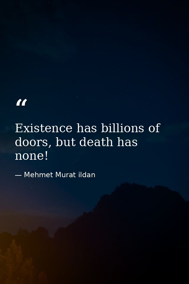 Existence has billions of doors, but death has none! — Mehmet Murat ildan