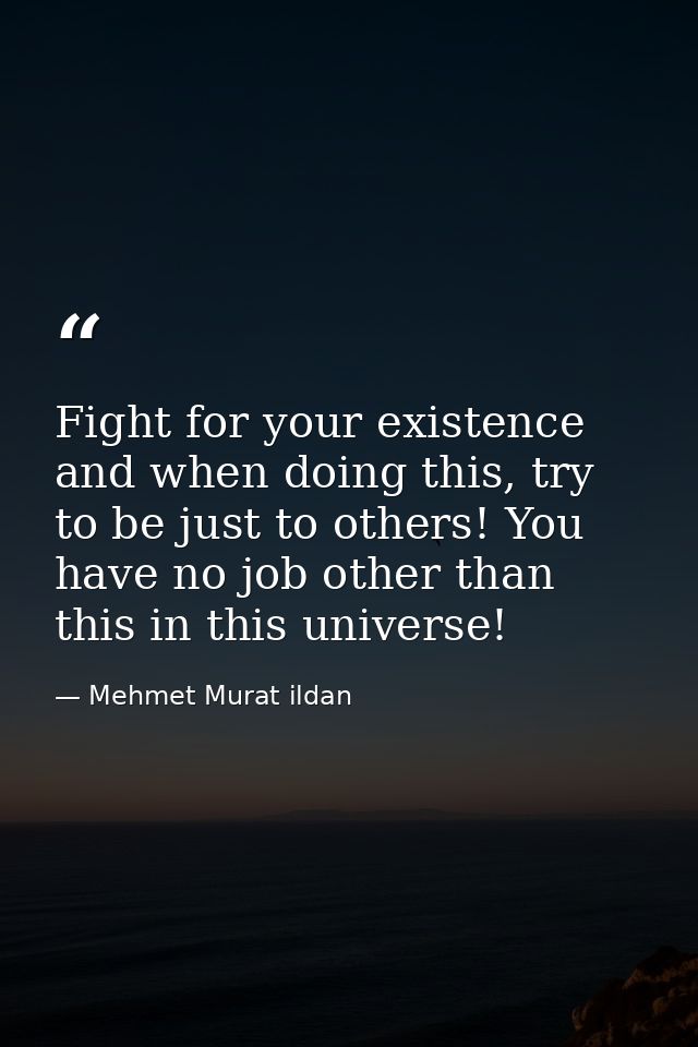 Fight for your existence and when doing this, try to be just to others! You have no job other than this in this universe — Mehmet Murat ildan