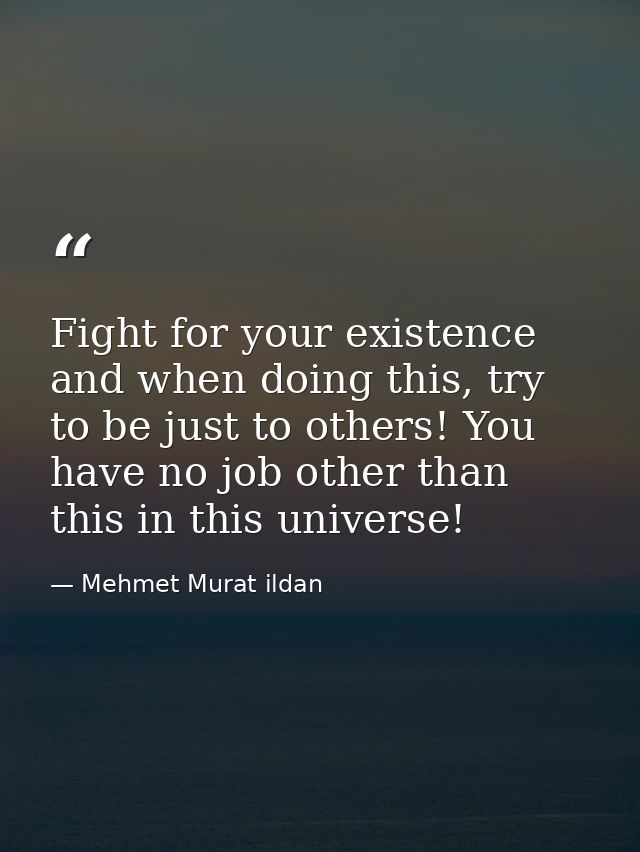 Fight for your existence and when doing this, try to be just to others! You have no job other than this in this universe — Mehmet Murat ildan