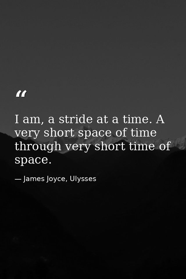 I am, a stride at a time. A very short space of time through very short time of space. — James Joyce, Ulysses
