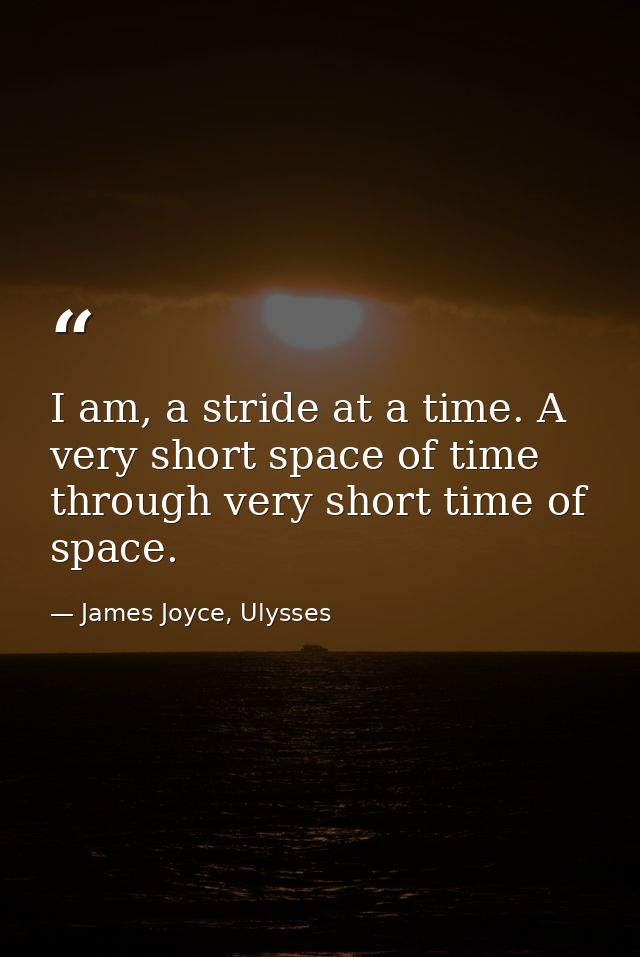 I am, a stride at a time. A very short space of time through very short time of space. — James Joyce, Ulysses