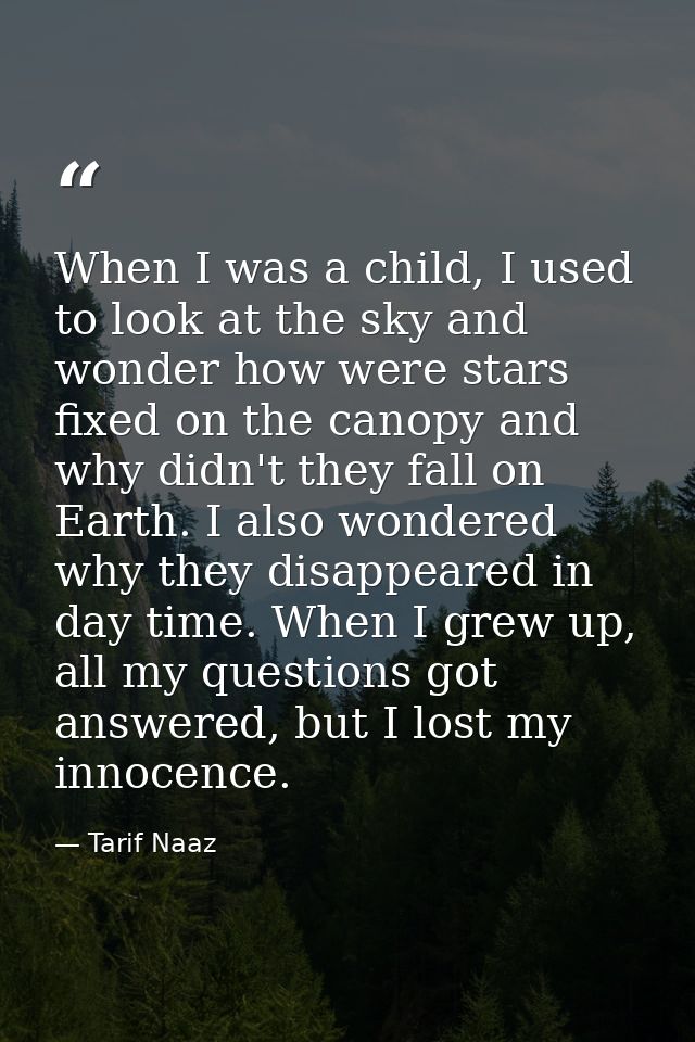 When I was a child, I used to look at the sky and wonder how were stars fixed on the canopy and why didn't they fall on  — Tarif Naaz