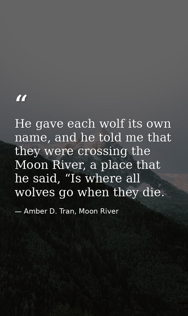 He gave each wolf its own name, and he told me that they were crossing the Moon River, a place that he said, “Is where a — Amber D. Tran, Moon River