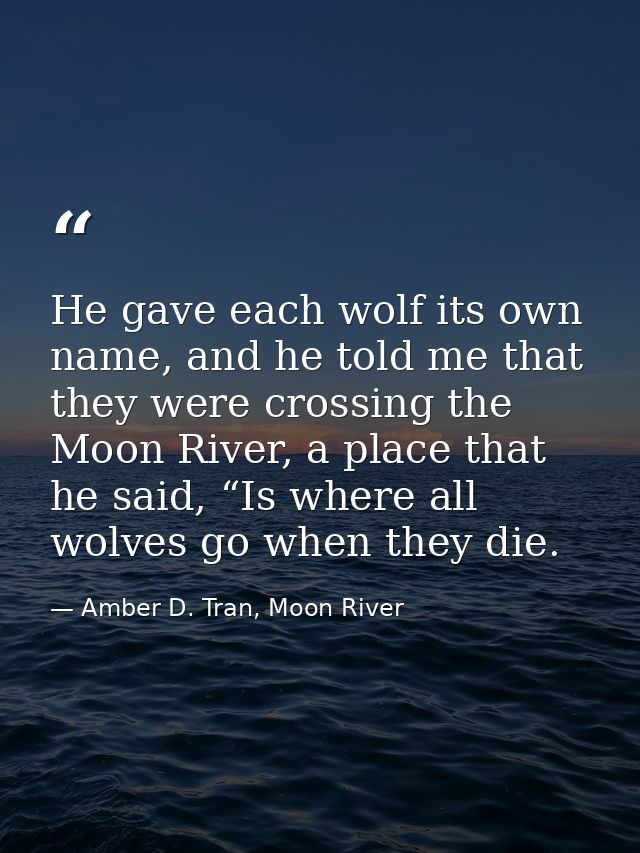 He gave each wolf its own name, and he told me that they were crossing the Moon River, a place that he said, “Is where a — Amber D. Tran, Moon River