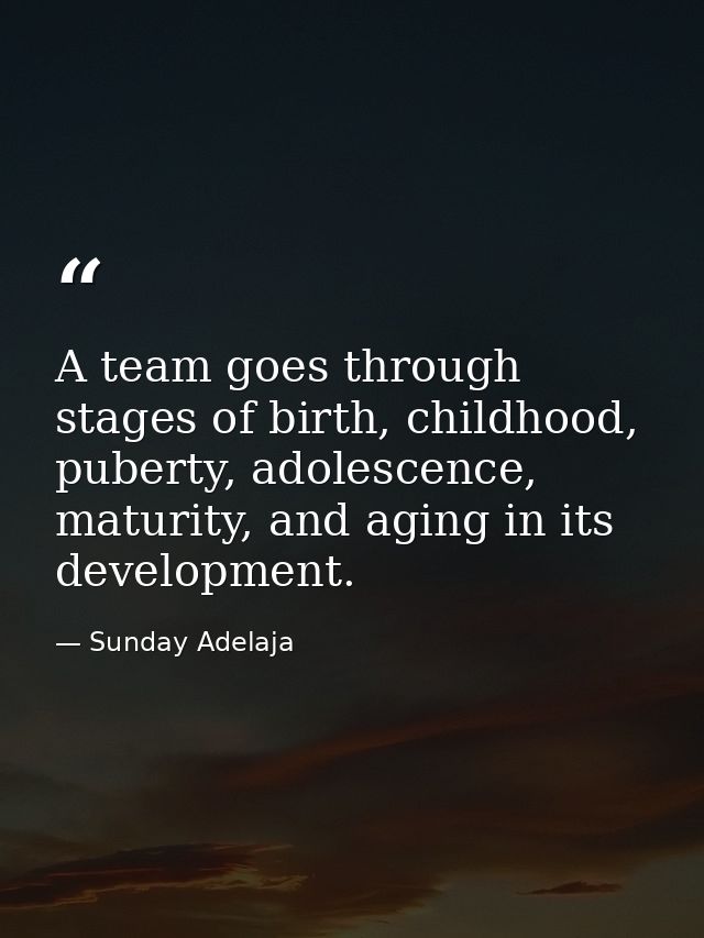A team goes through stages of birth, childhood, puberty, adolescence, maturity, and aging in its development. — Sunday Adelaja