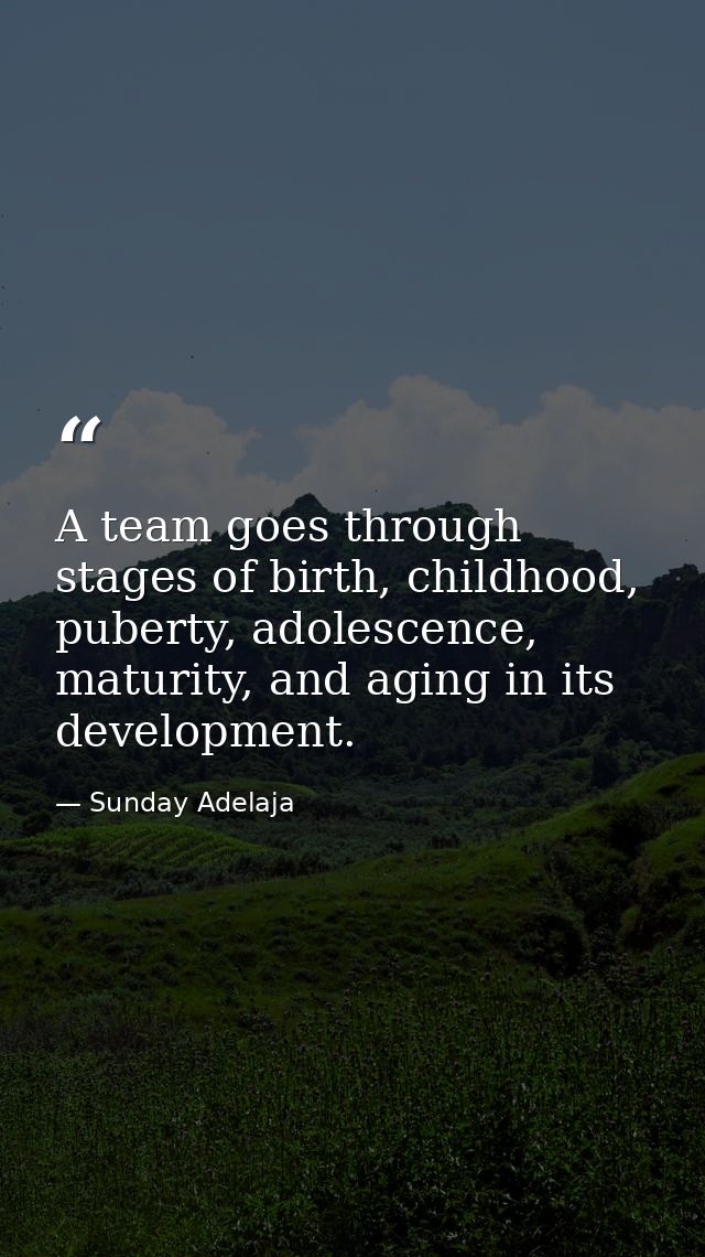 A team goes through stages of birth, childhood, puberty, adolescence, maturity, and aging in its development. — Sunday Adelaja