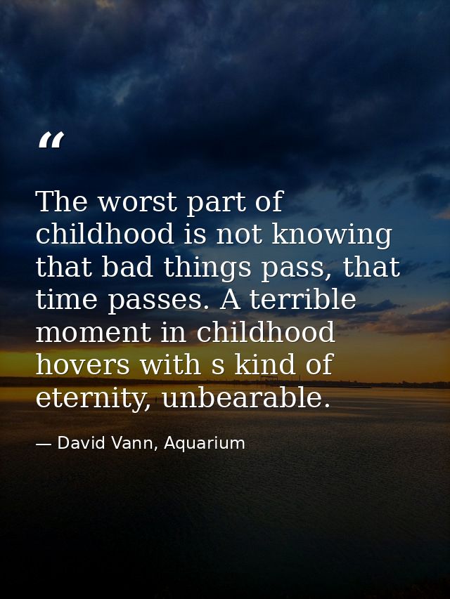 The worst part of childhood is not knowing that bad things pass, that time passes. A terrible moment in childhood hovers — David Vann, Aquarium