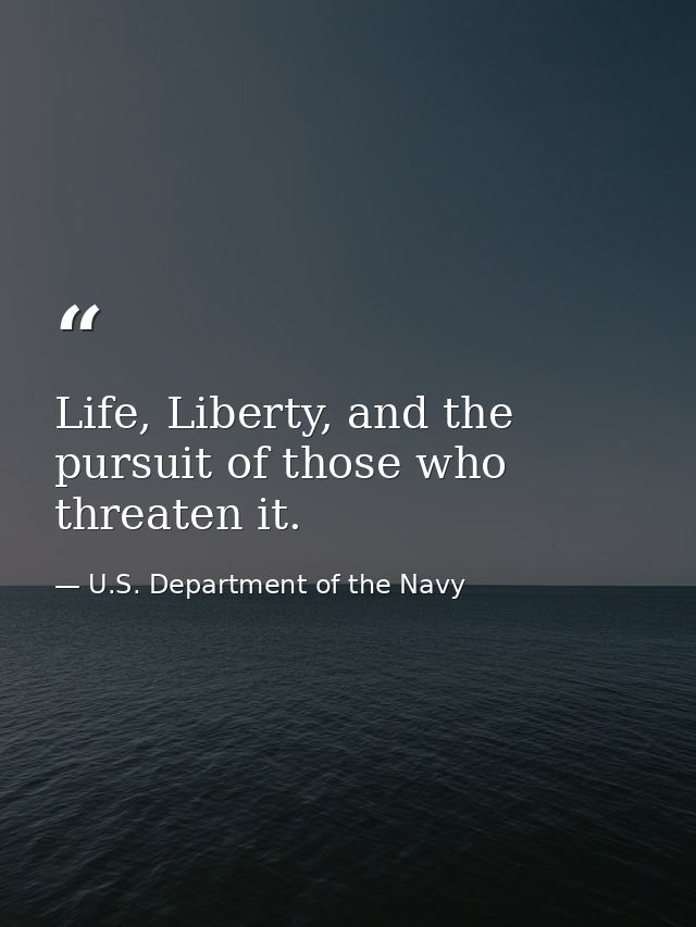 Life, Liberty, and the pursuit of those who threaten it. — U.S. Department of the Navy