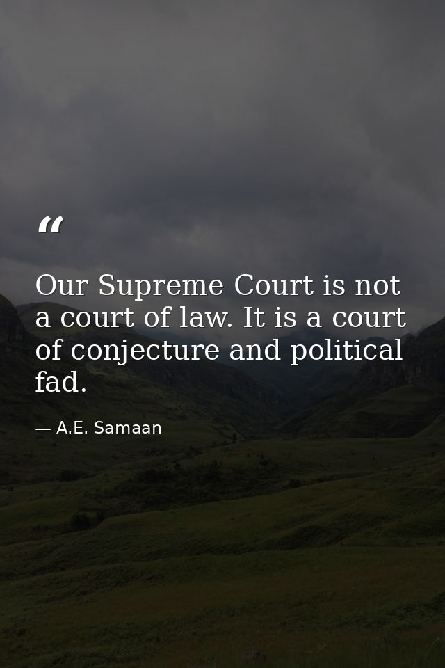 Our Supreme Court is not a court of law. It is a court of conjecture and political fad. — A.E. Samaan