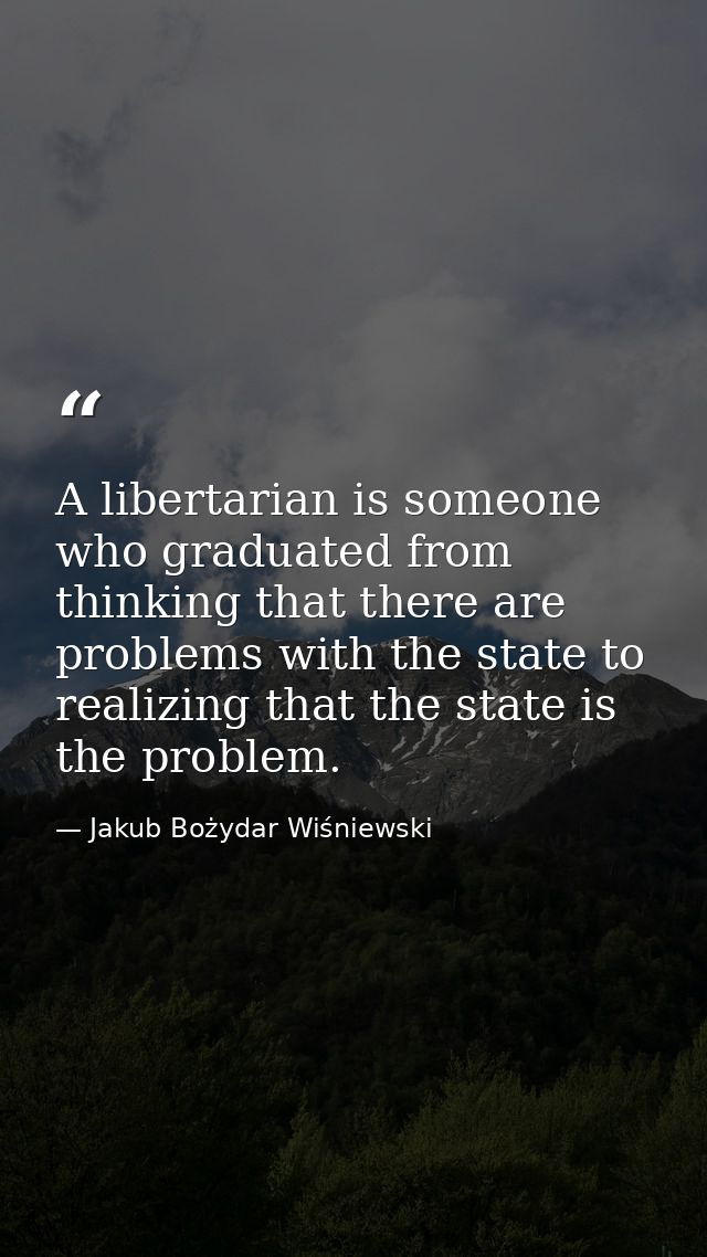 A libertarian is someone who graduated from thinking that there are problems with the state to realizing that the state  — Jakub Bożydar Wiśniewski