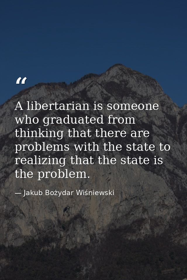 A libertarian is someone who graduated from thinking that there are problems with the state to realizing that the state  — Jakub Bożydar Wiśniewski