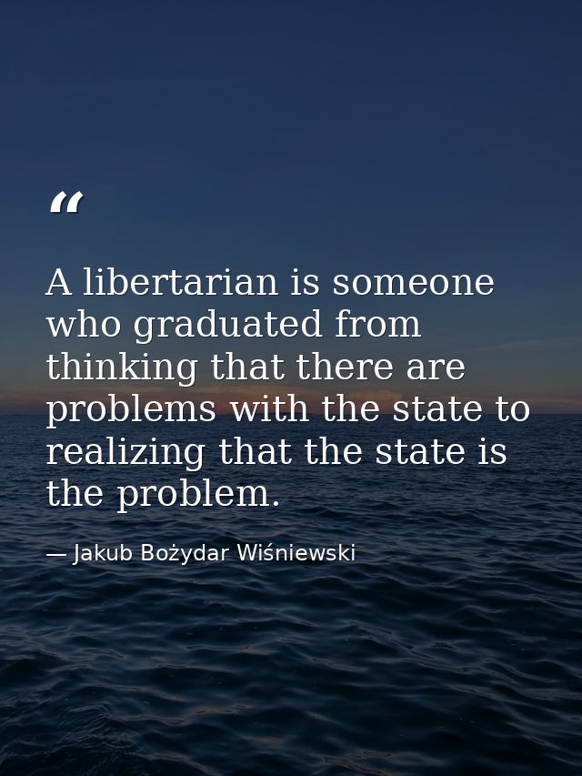 A libertarian is someone who graduated from thinking that there are problems with the state to realizing that the state  — Jakub Bożydar Wiśniewski