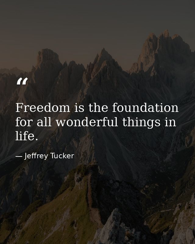 Freedom is the foundation for all wonderful things in life. — Jeffrey Tucker