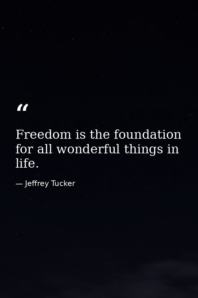 Freedom is the foundation for all wonderful things in life. — Jeffrey Tucker
