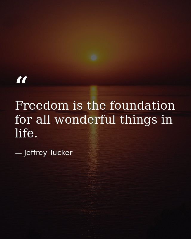 Freedom is the foundation for all wonderful things in life. — Jeffrey Tucker