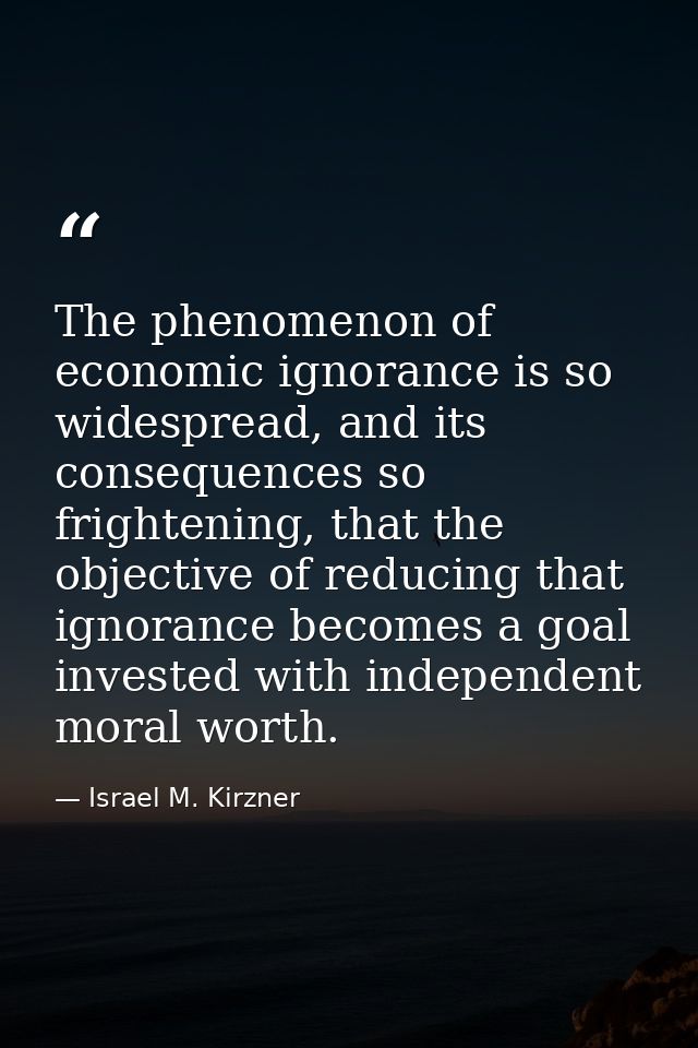 The phenomenon of economic ignorance is so widespread, and its consequences so frightening, that the objective of reduci — Israel M. Kirzner