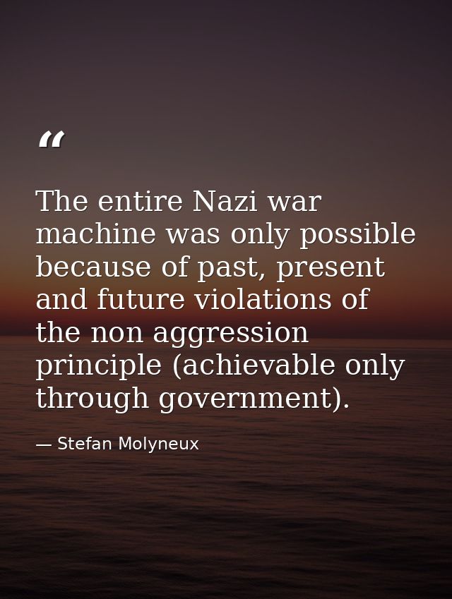 The entire Nazi war machine was only possible because of past, present and future violations of the non aggression princ — Stefan Molyneux