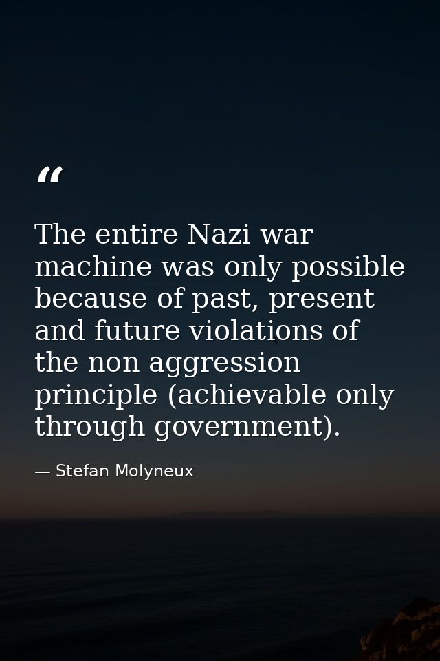 The entire Nazi war machine was only possible because of past, present and future violations of the non aggression princ — Stefan Molyneux