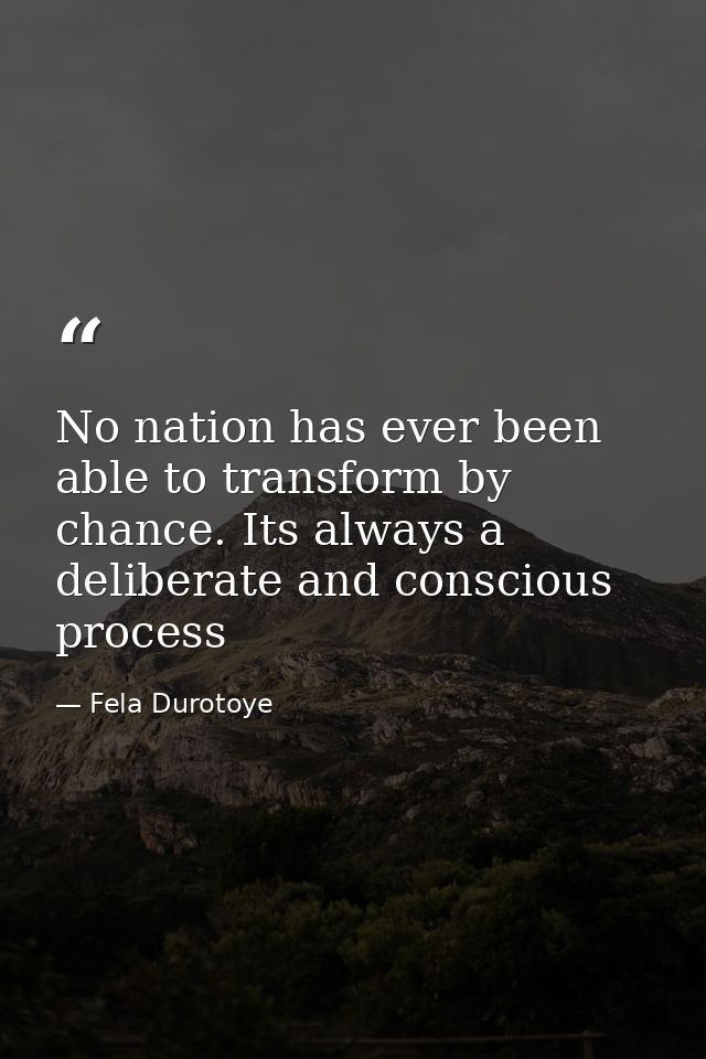 No nation has ever been able to transform by chance. Its always a deliberate and conscious process — Fela Durotoye