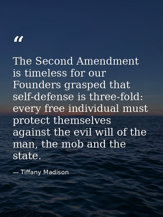The Second Amendment is timeless for our Founders grasped that self-defense is three-fold: every free individual must pr — Tiffany Madison