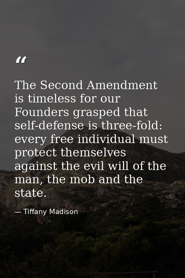 The Second Amendment is timeless for our Founders grasped that self-defense is three-fold: every free individual must pr — Tiffany Madison