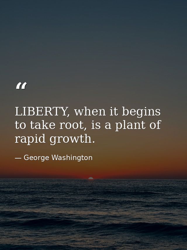 LIBERTY, when it begins to take root, is a plant of rapid growth. — George Washington