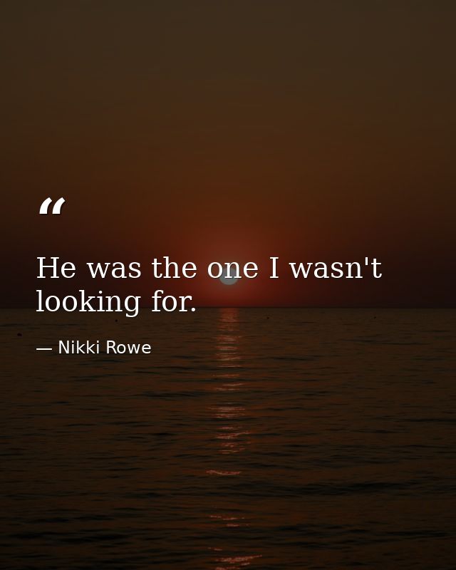 He was the one I wasn't looking for. — Nikki Rowe