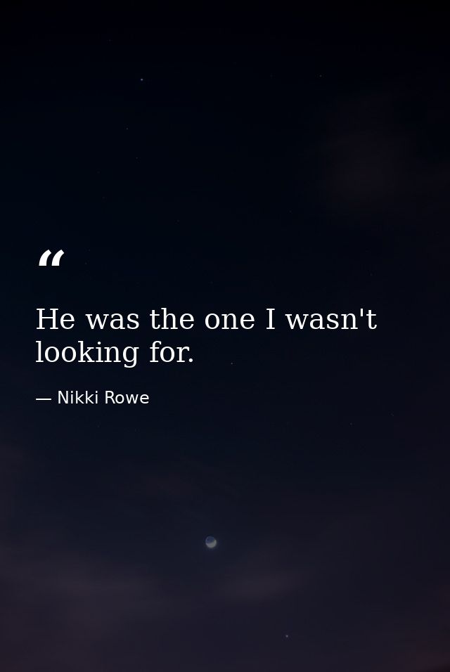 He was the one I wasn't looking for. — Nikki Rowe