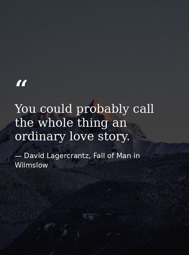 You could probably call the whole thing an ordinary love story. — David Lagercrantz, Fall of Man in Wilmslow
