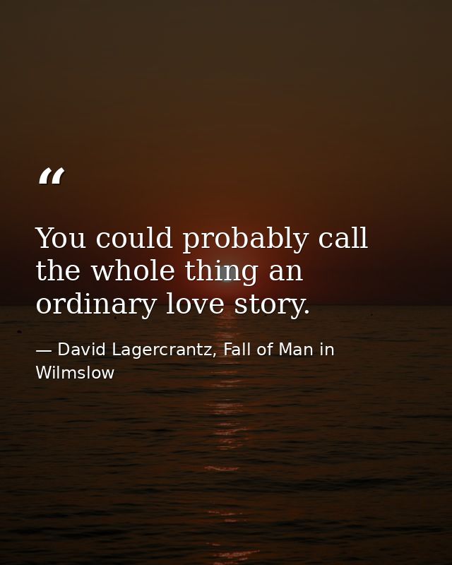 You could probably call the whole thing an ordinary love story. — David Lagercrantz, Fall of Man in Wilmslow