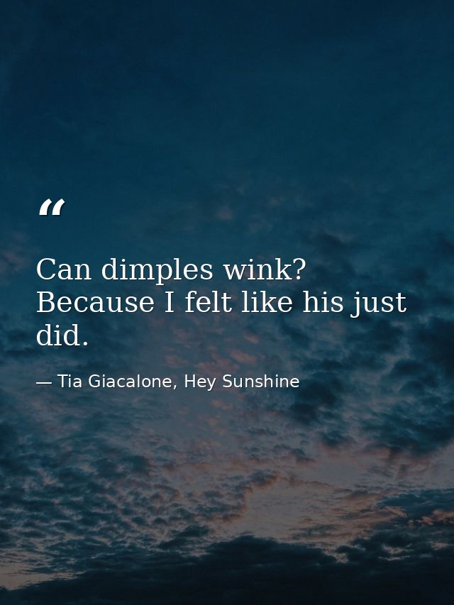 Can dimples wink? Because I felt like his just did. — Tia Giacalone, Hey Sunshine