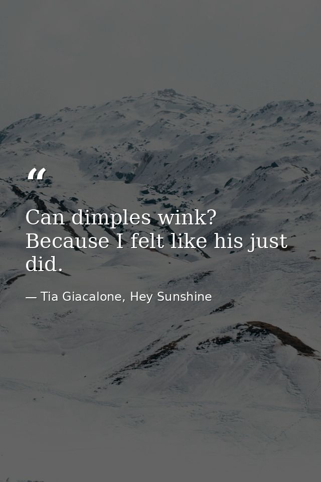 Can dimples wink? Because I felt like his just did. — Tia Giacalone, Hey Sunshine