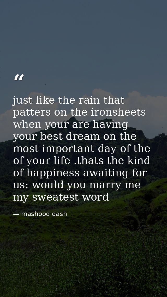 just like the rain that patters on the ironsheets when your are having your best dream on the most important day of the  — mashood dash