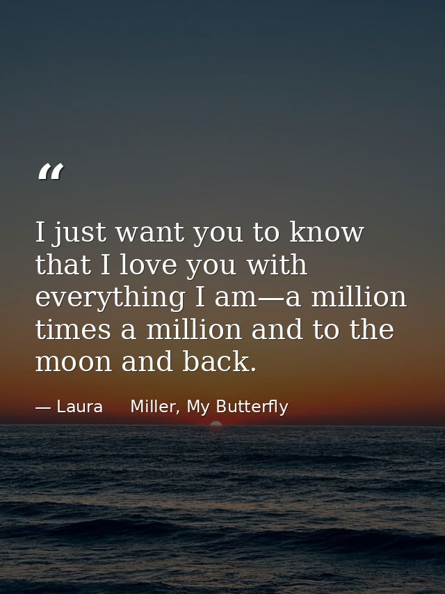 I just want you to know that I love you with everything I am—a million times a million and to the moon and back. — Laura     Miller, My Butterfly