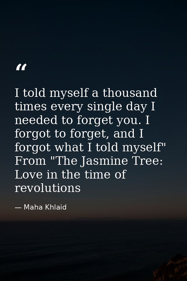 I told myself a thousand times every single day I needed to forget you. I forgot to forget, and I forgot what I told mys — Maha Khlaid