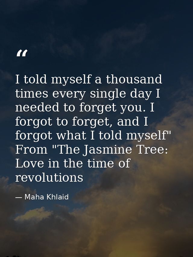 I told myself a thousand times every single day I needed to forget you. I forgot to forget, and I forgot what I told mys — Maha Khlaid