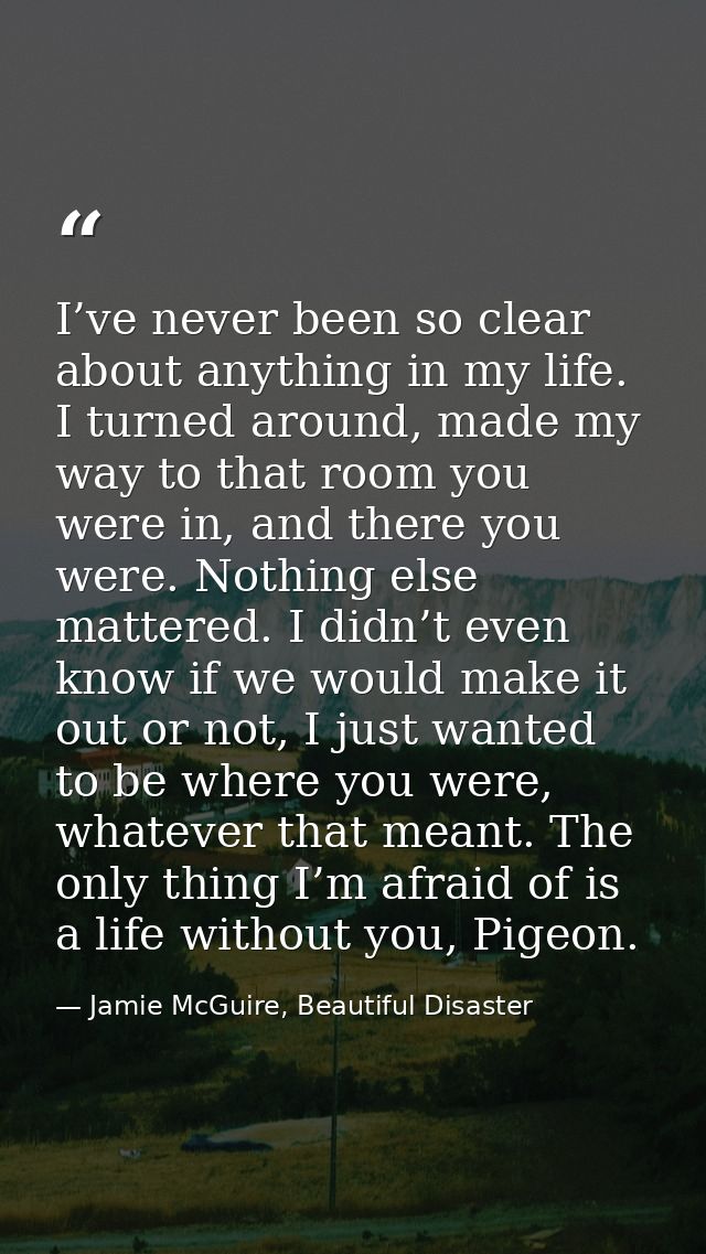 I’ve never been so clear about anything in my life. I turned around, made my way to that room you were in, and there you — Jamie McGuire, Beautiful Disaster