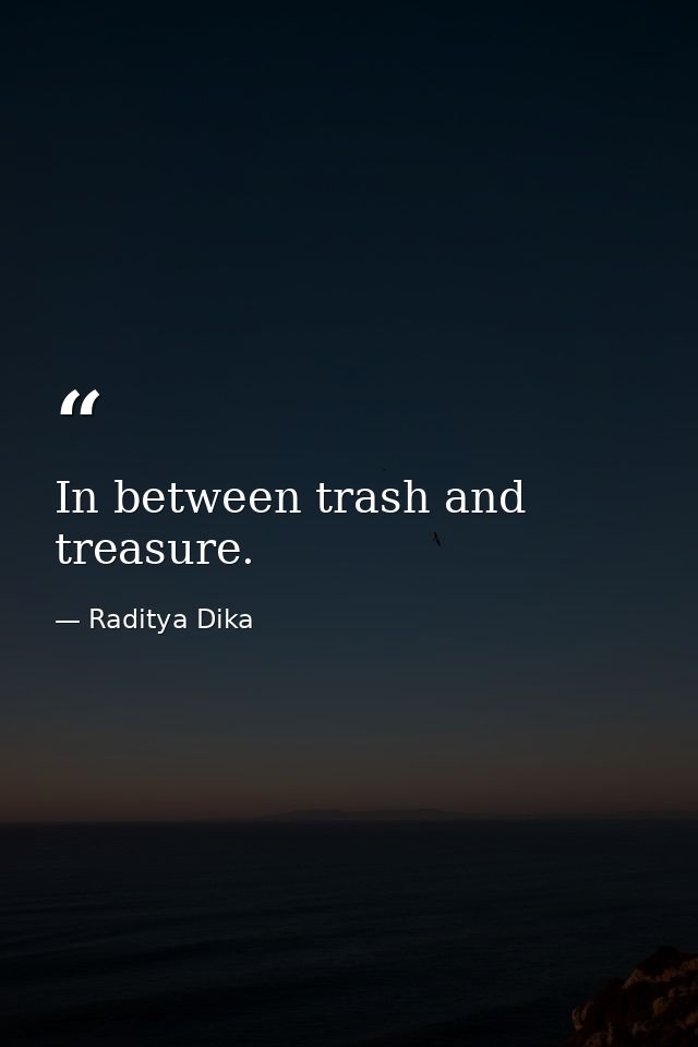 In between trash and treasure. — Raditya Dika
