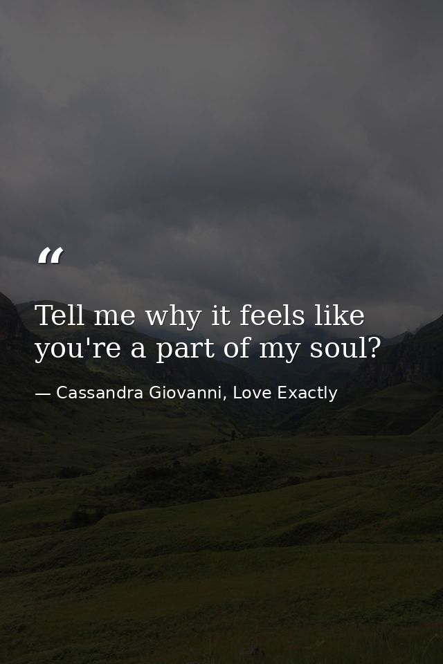 Tell me why it feels like you're a part of my soul? — Cassandra Giovanni, Love Exactly