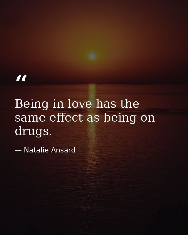 Being in love has the same effect as being on drugs. — Natalie Ansard