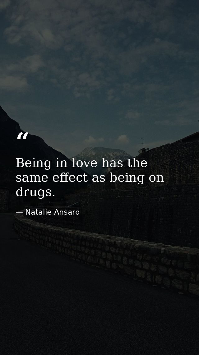 Being in love has the same effect as being on drugs. — Natalie Ansard