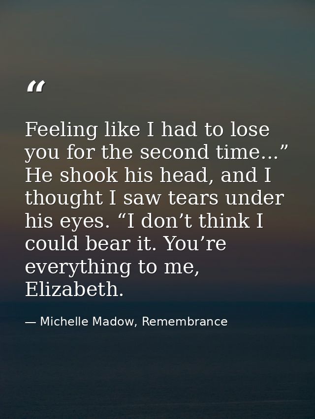 Feeling like I had to lose you for the second time...” He shook his head, and I thought I saw tears under his eyes. “I d — Michelle Madow, Remembrance