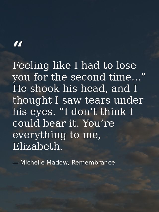 Feeling like I had to lose you for the second time...” He shook his head, and I thought I saw tears under his eyes. “I d — Michelle Madow, Remembrance