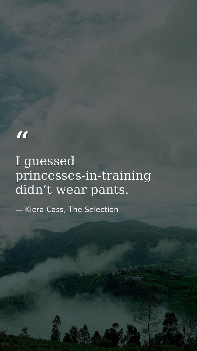 I guessed princesses-in-training didn’t wear pants. — Kiera Cass, The Selection