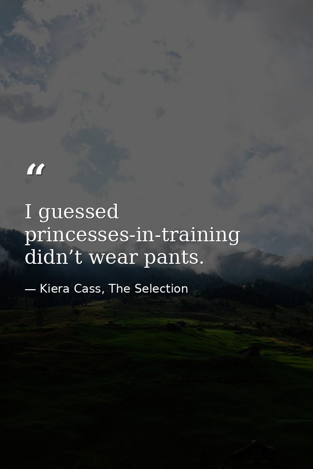 I guessed princesses-in-training didn’t wear pants. — Kiera Cass, The Selection