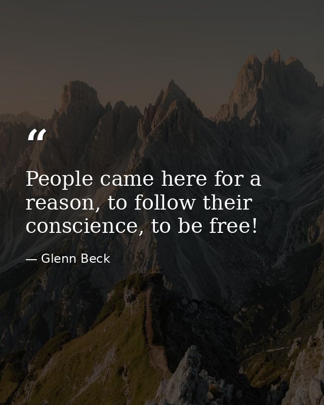 People came here for a reason, to follow their conscience, to be free! — Glenn Beck