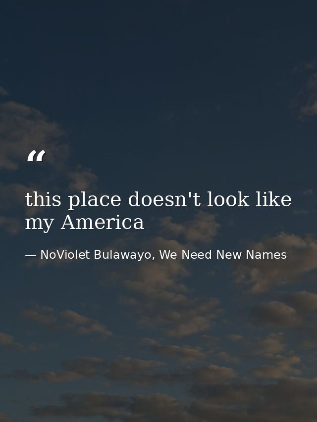 this place doesn't look like my America — NoViolet Bulawayo, We Need New Names