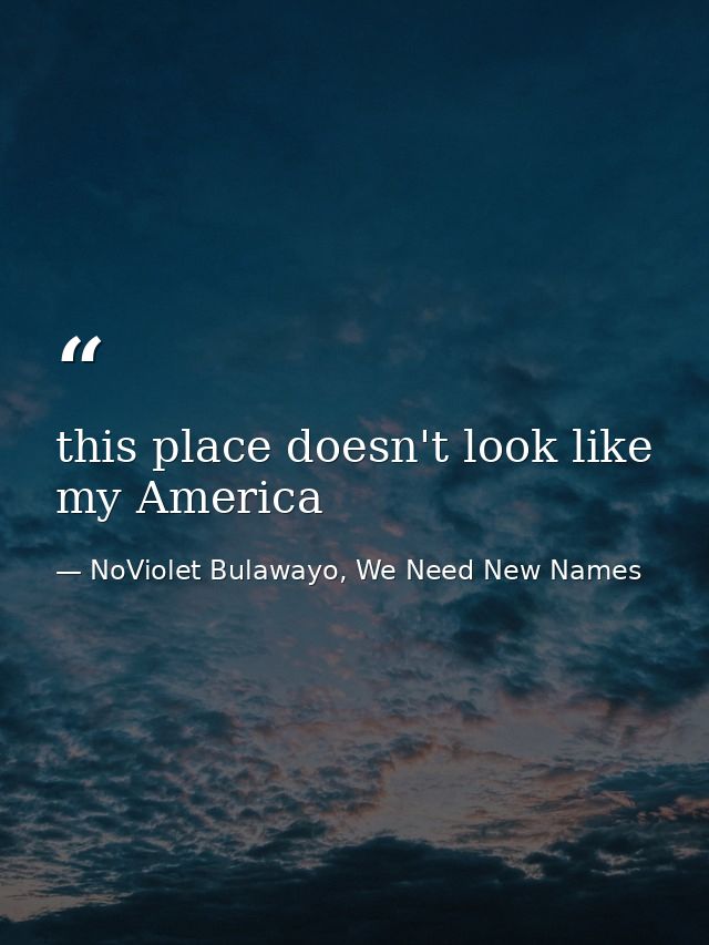 this place doesn't look like my America — NoViolet Bulawayo, We Need New Names