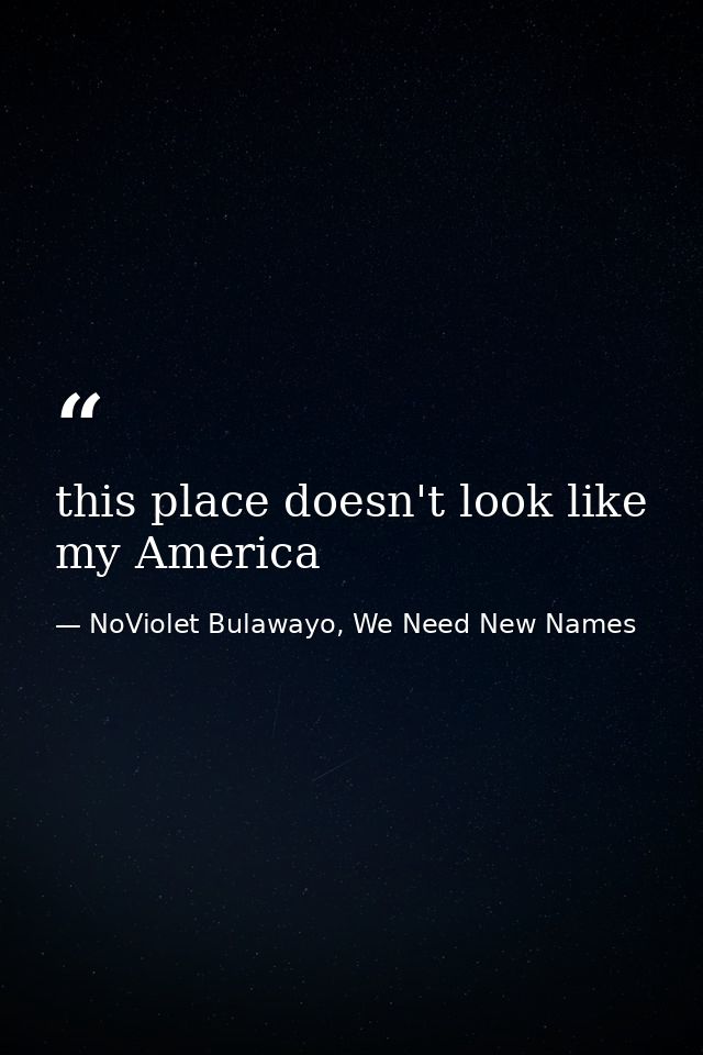this place doesn't look like my America — NoViolet Bulawayo, We Need New Names
